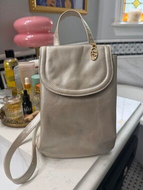 Vintage Liz Claiborne Leather Company Metallic Gold Mini Backpack